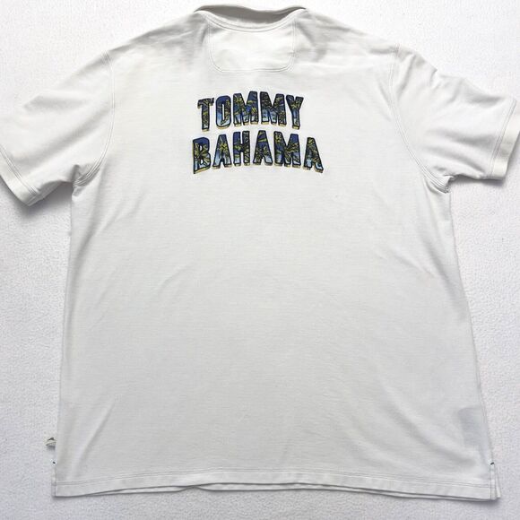 Tommy Bahama Island Zone Polo Mens XXL Shirt White Mesh Spellout Short Sleeve - Picture 4 of 13
